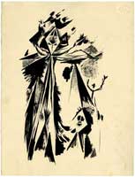 Mario Prassinos, 1937, Personnages losanges, dessin à l'encre de chine sur papier, 31,5 x 21 cm