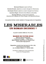 invitation  pour l'exposition Les Misérables, un roman inconnu ?